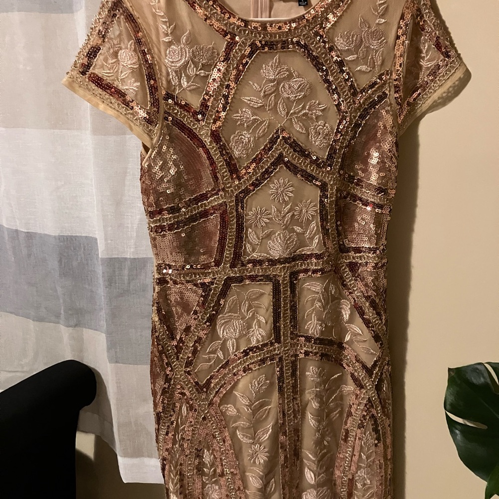 Vintage Sequin Embellished Dress - Rose Gold